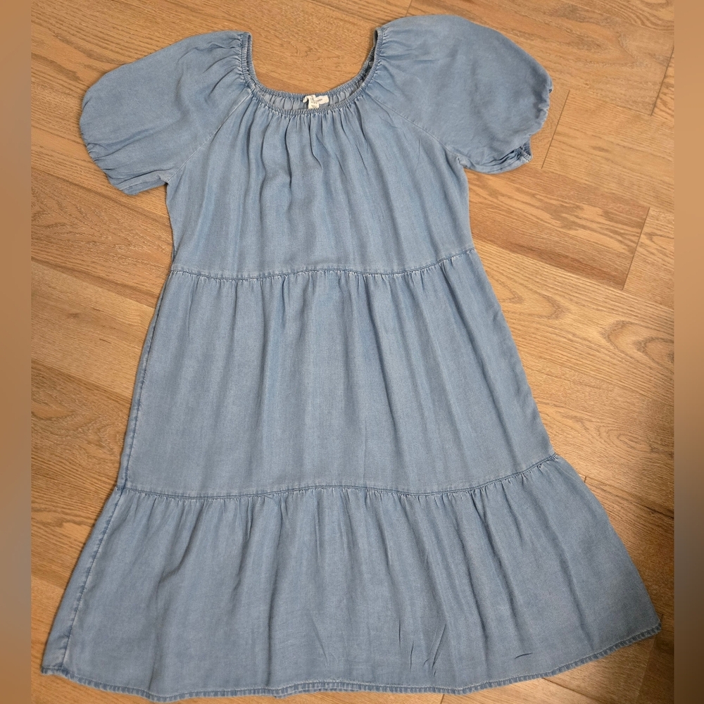 NWOT - Blue Tiered Sundress with Puff Cap Sleeves